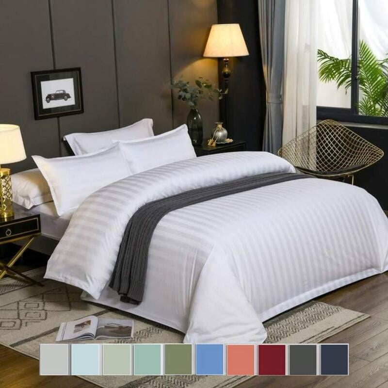 Duvet / Comforter Cover Glace Cotton 300 TC - Striped - White Duvet / Comforter Cover Glace Cotton 300 TC - Striped - White