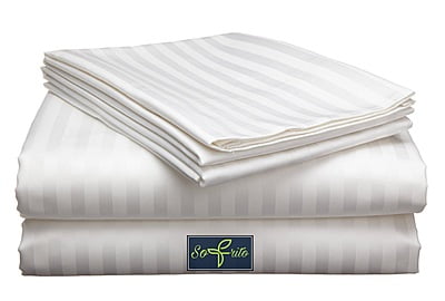 Bedsheet Glace Cotton 300 TC - Striped - White