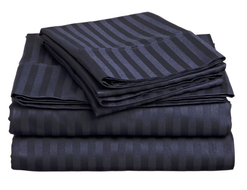 Bedsheet (Fitted) Glace Cotton 300 TC - Striped - Hale Navy Bedsheet (Fitted) Glace Cotton 300 TC - Striped - Hale Navy