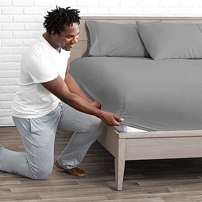 Bedsheet (Fitted) Glace Cotton 300 TC - Silver