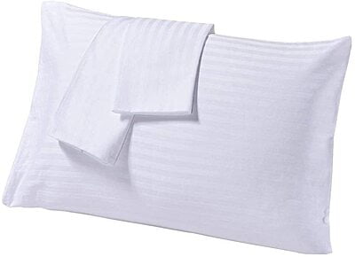 Pillow Cover 100% Cotton 400 TC - Striped - White