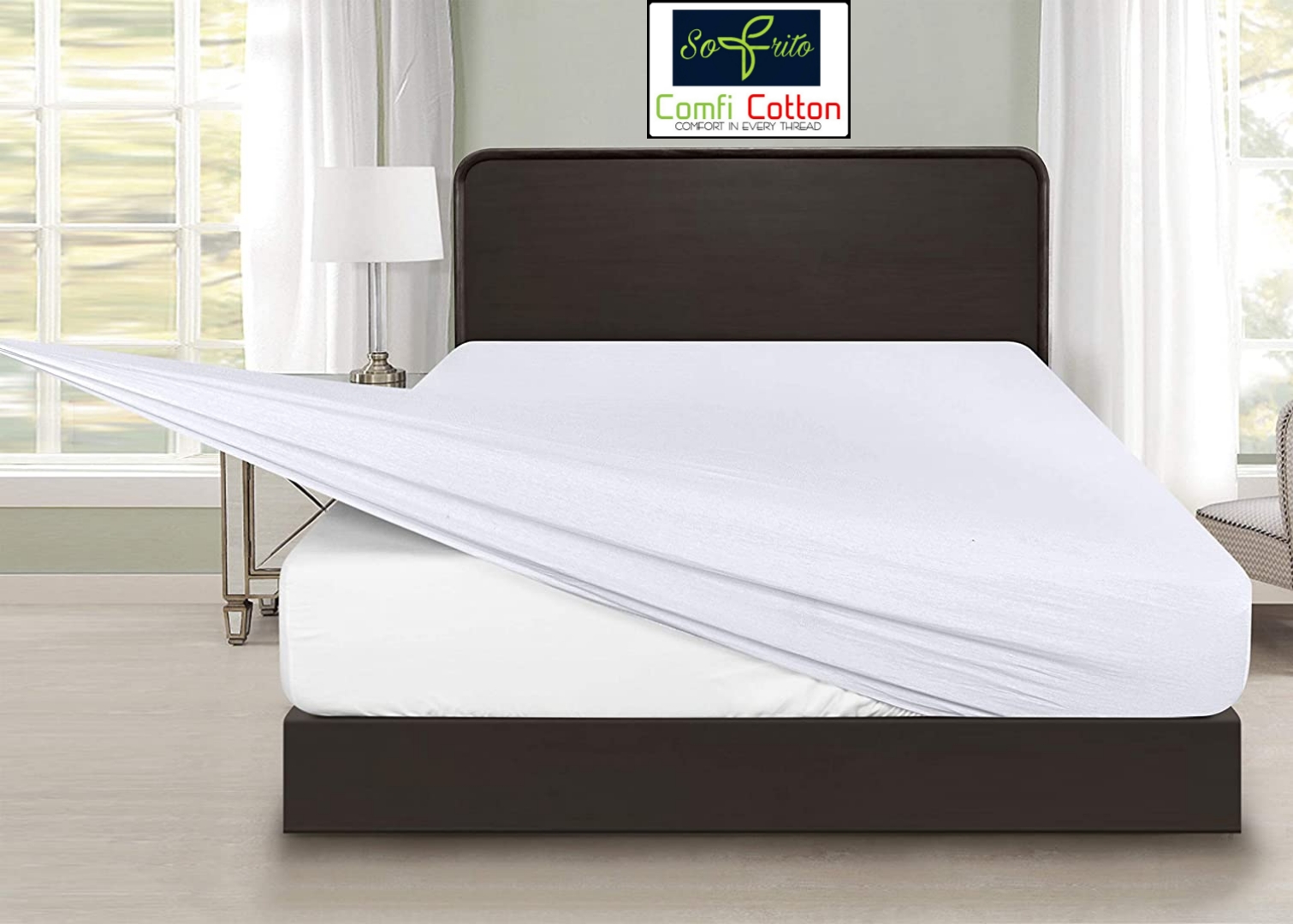Fitted Bedsheet 100% Cotton - 210 TC Percale - Plain - White Fitted Bedsheet 100% Cotton - 210 TC Percale - Plain - White