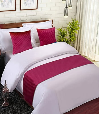 Sofrito Bed Runner Velvet Ultrasonic with Cushion Cover - Wine (Classic)