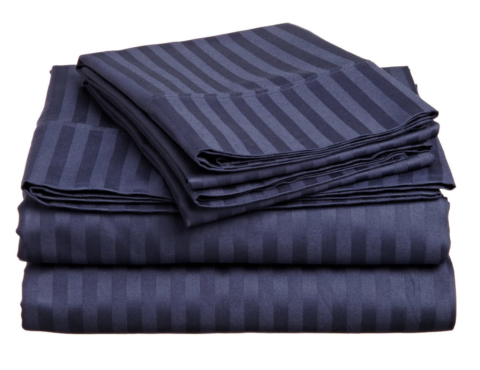 Flat Bedsheet Glace Cotton 300 TC - Striped (Without Pillow Cover) - Navy Blue Flat Bedsheet Glace Cotton 300 TC - Striped (Without Pillow Cover) - Navy Blue