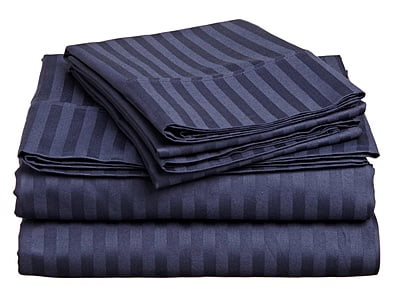 Pillow Cover Non-Framed Glace Cotton 300 TC - Striped - Navy Blue
