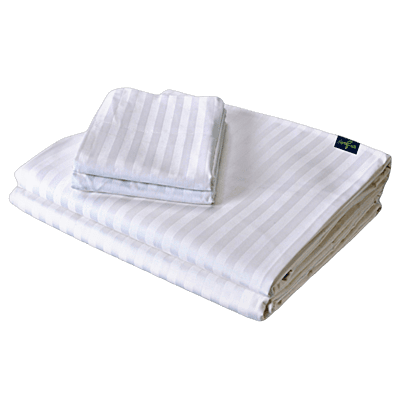 Bedsheet (Flat) Glace Cotton 400 TC - Striped - White Bedsheet (Flat) Glace Cotton 400 TC - Striped - White