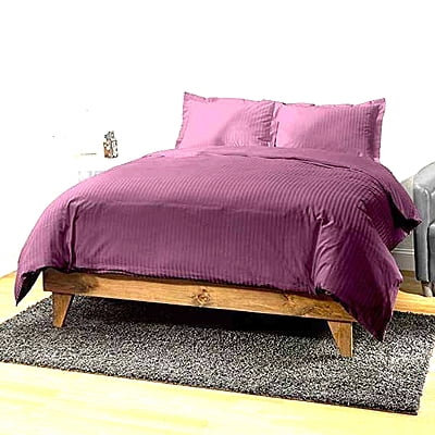 Bedsheet Glace Cotton 300 TC - Striped - Plum Bedsheet Glace Cotton 300 TC - Striped - Plum