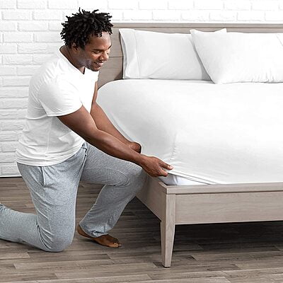 Fitted Bedsheet Glace Cotton 300 TC - Plain - White