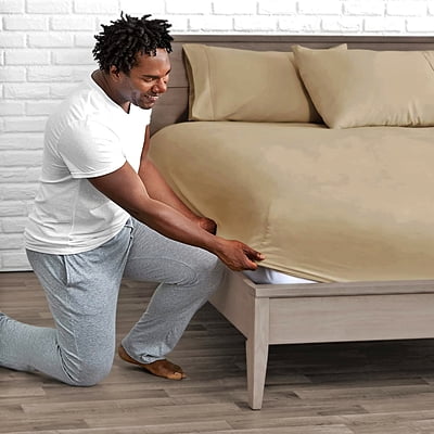 Bedsheet (Fitted) Glace Cotton 300 TC - Plain - Desert Beige