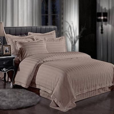 Duvet / Comforter Cover Glace Cotton 300 TC - Striped - Taupe
