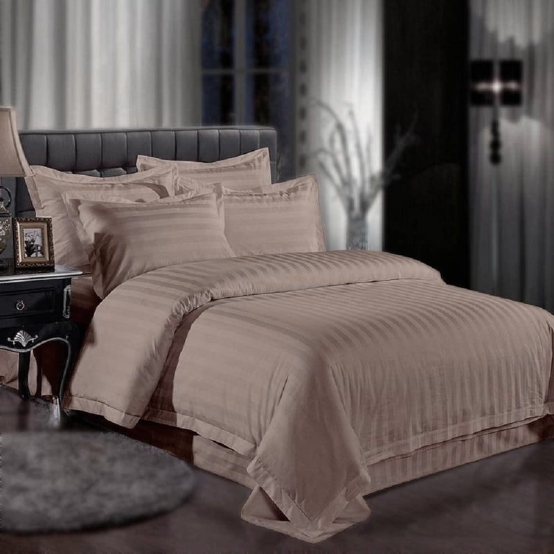 Duvet / Comforter Cover Glace Cotton 300 TC - Striped - Taupe Duvet / Comforter Cover Glace Cotton 300 TC - Striped - Taupe