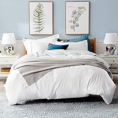 Duvet / Comforter Cover 100% Natural Cotton 210 TC Plain Percale - White Duvet / Comforter Cover 100% Natural Cotton 210 TC Plain Percale - White
