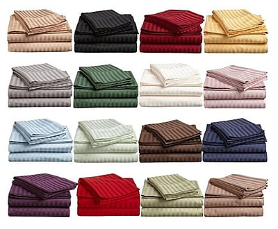Bedsheet Glace Cotton 300 TC - Striped - White Bedsheet Glace Cotton 300 TC - Striped - White