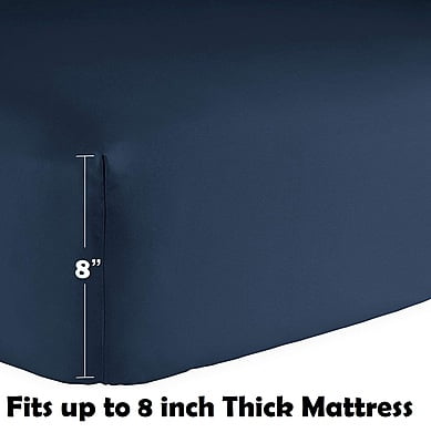 Bedsheet (Fitted) Glace Cotton 300 TC - Plain - Navy Blue Bedsheet (Fitted) Glace Cotton 300 TC - Plain - Navy Blue
