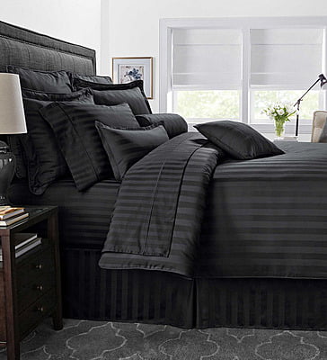 Duvet / Comforter Cover Glace Cotton 300 TC - Striped - Black