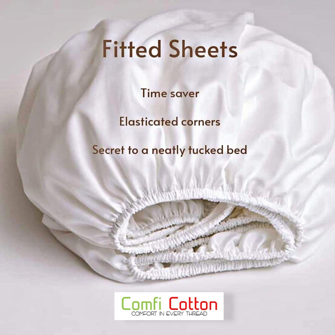 Fitted Bedsheet 100% Cotton - 210 TC Percale - Plain - White Fitted Bedsheet 100% Cotton - 210 TC Percale - Plain - White