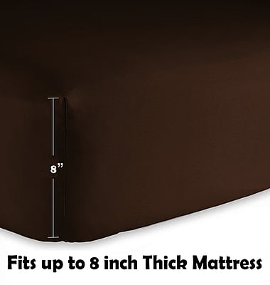 Bedsheet (Fitted) Glace Cotton 300 TC - Plain - Dark Coffee Bedsheet (Fitted) Glace Cotton 300 TC - Plain - Dark Coffee