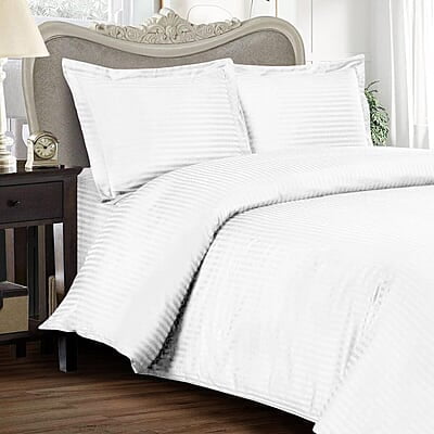 Duvet / Comforter Cover Glace Cotton 400 TC - Striped - White