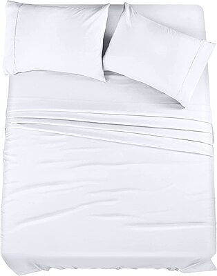 Bedsheet (Flat) 100% Cotton - Percale - 400 TC - Plain - White