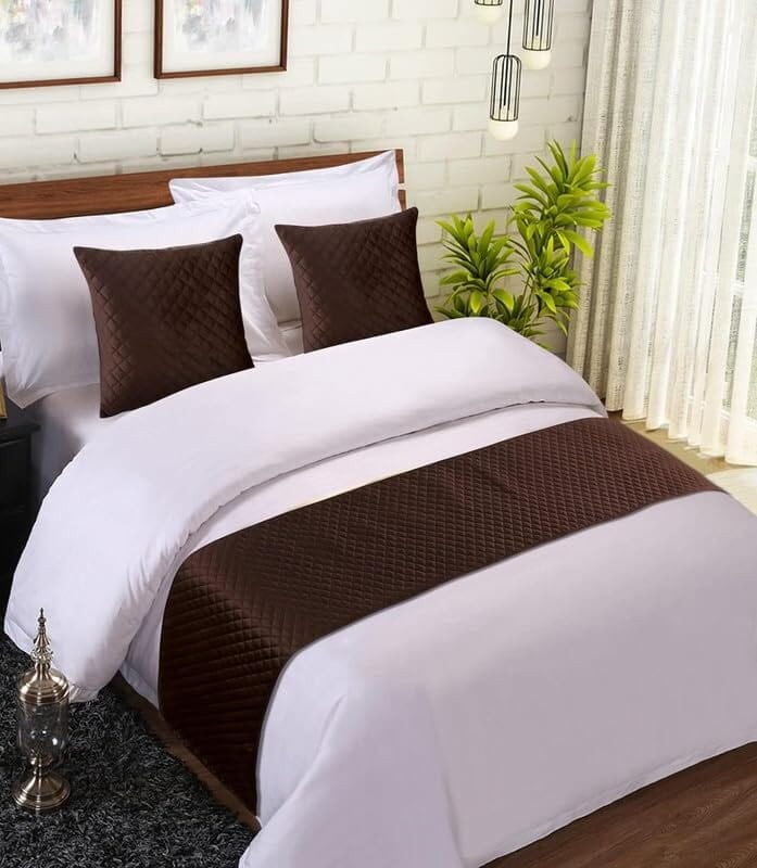 Bed Runner with Cushion Cover - Brown (Classic) Bed Runner with Cushion Cover - Brown (Classic)