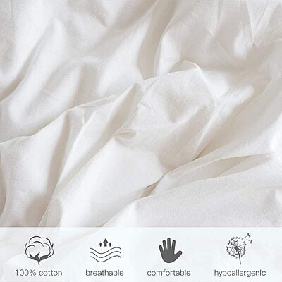 Fitted Bedsheet 100% Cotton - 210 TC Percale - Plain - White Fitted Bedsheet 100% Cotton - 210 TC Percale - Plain - White