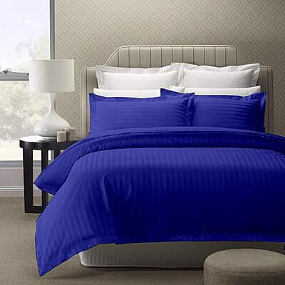 Duvet / Comforter Cover Glace Cotton 300 TC - Striped - Royal Blue