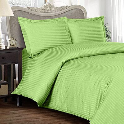 Pillow Cover Framed Glace Cotton 300 TC - Striped - Parrot Green