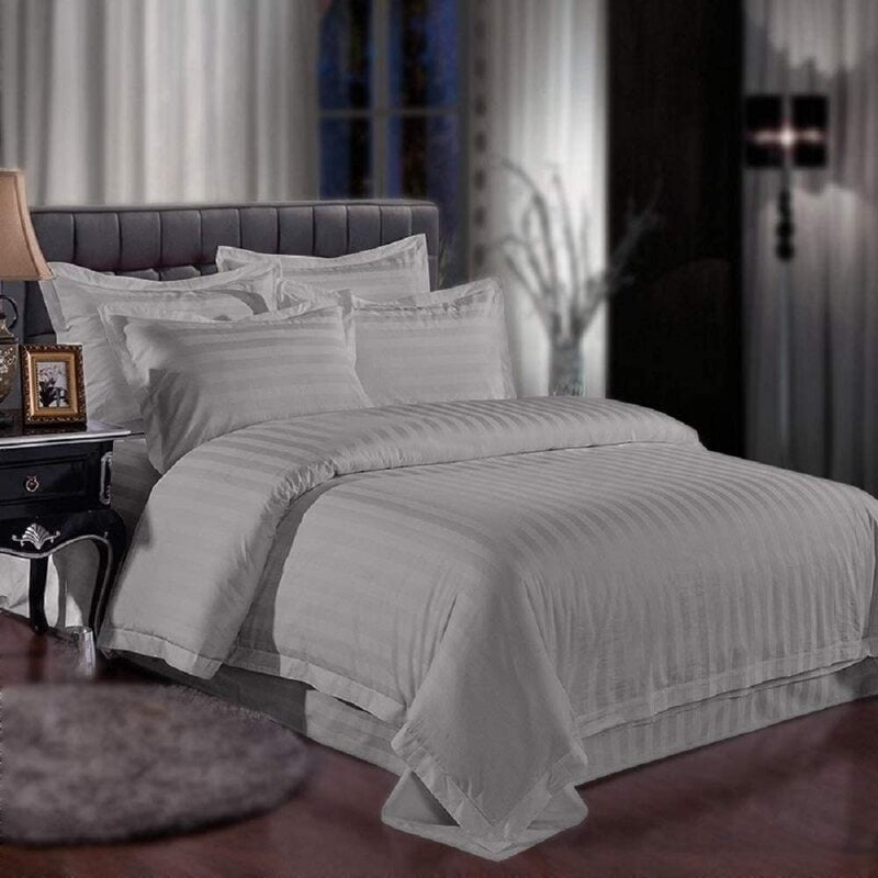 Duvet / Comforter Cover Glace Cotton 300 TC - Striped - Silver Duvet / Comforter Cover Glace Cotton 300 TC - Striped - Silver