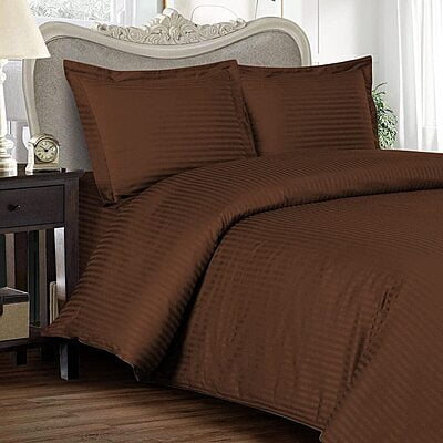 Duvet / Comforter Cover Glace Cotton 300 TC - Striped - Brown