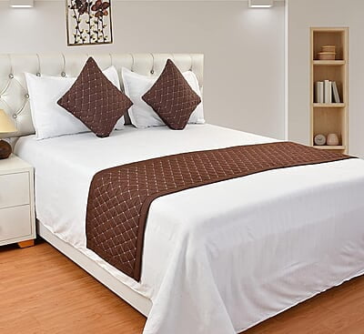 Bed Runner with Cushion Cover - Brown (Regular)