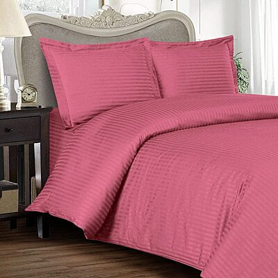 Duvet / Comforter Cover Glace Cotton 300 TC - Striped - Bubble Gum Pink