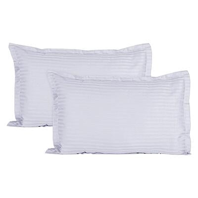 Pillow Cover Framed 100% Cotton 400 TC - Striped - White