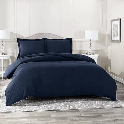 Duvet / Comforter Cover Microfiber 300 TC Plain Ultra soft - Navy Blue