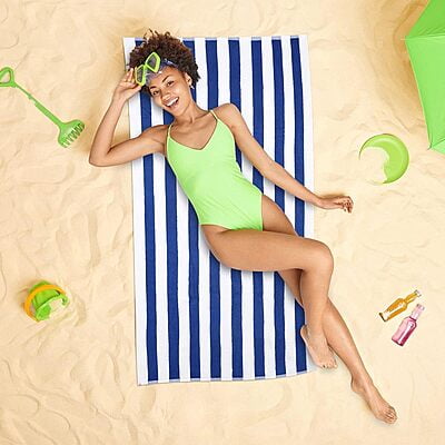 Pool Cabana Blue - Stripe Towel Pool Cabana Blue - Stripe Towel