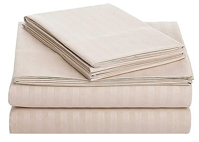 Bedsheet Glace Cotton 300 TC - Striped - Mellow Mocha