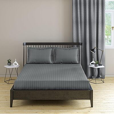 Pillow Cover Framed Glace Cotton 300 TC - Striped - Steel Grey Pillow Cover Framed Glace Cotton 300 TC - Striped - Steel Grey
