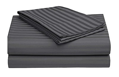 Bedsheet Glace Cotton 300 TC - Striped - Steel Grey