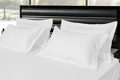 Pillow Cover Framed Glace Cotton 300 TC - Striped - White