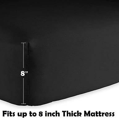 Bedsheet (Fitted) Glace Cotton 300 TC - Plain - Black Bedsheet (Fitted) Glace Cotton 300 TC - Plain - Black