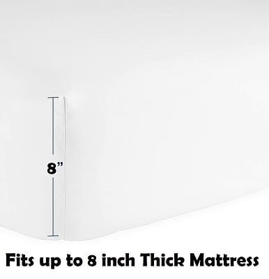 Fitted Bedsheet Glace Cotton 300 TC - Plain - White Fitted Bedsheet Glace Cotton 300 TC - Plain - White