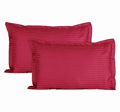 Pillow Cover Framed Glace Cotton 300 TC - Striped - Crimson Red