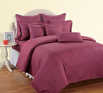 Pillow Cover Non-Framed Glace Cotton 300 TC - Striped - Plum Pillow Cover Non-Framed Glace Cotton 300 TC - Striped - Plum