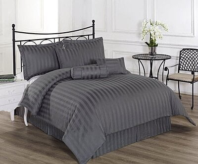 Duvet / Comforter Cover Glace Cotton 300 TC - Striped - Steel Grey