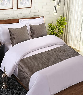 Sofrito Bed Runner Velvet Ultrasonic with Cushion Cover - Taupe (Classic)