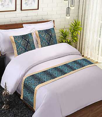 Sofrito Bed Runner with Cushion Cover - Ornate Collection - Peacock Grace Bed Runner