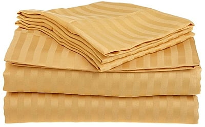 Bedsheet Glace Cotton 300 TC - Striped - Gold