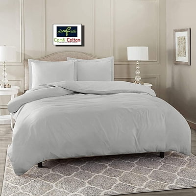 Duvet / Comforter Cover Microfiber 300 TC Plain Ultra soft - Silver