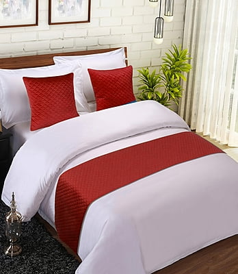 Bed Runner with Cushion Cover - Maroon (Classic)