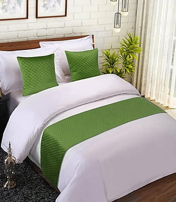 Sofrito Bed Runner Velvet Ultrasonic with Cushion Cover - Green (Classic)
