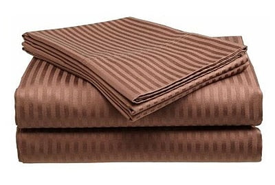 Bedsheet Glace Cotton 300 TC - Striped - Brown